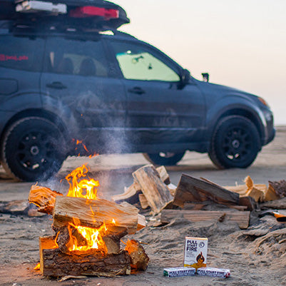 Pull Start Fire on Beach with Vehicle