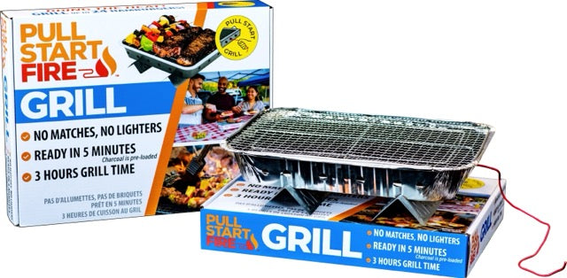 Two-pack Pull Start Fire portable disposable grill for camping and tailgates