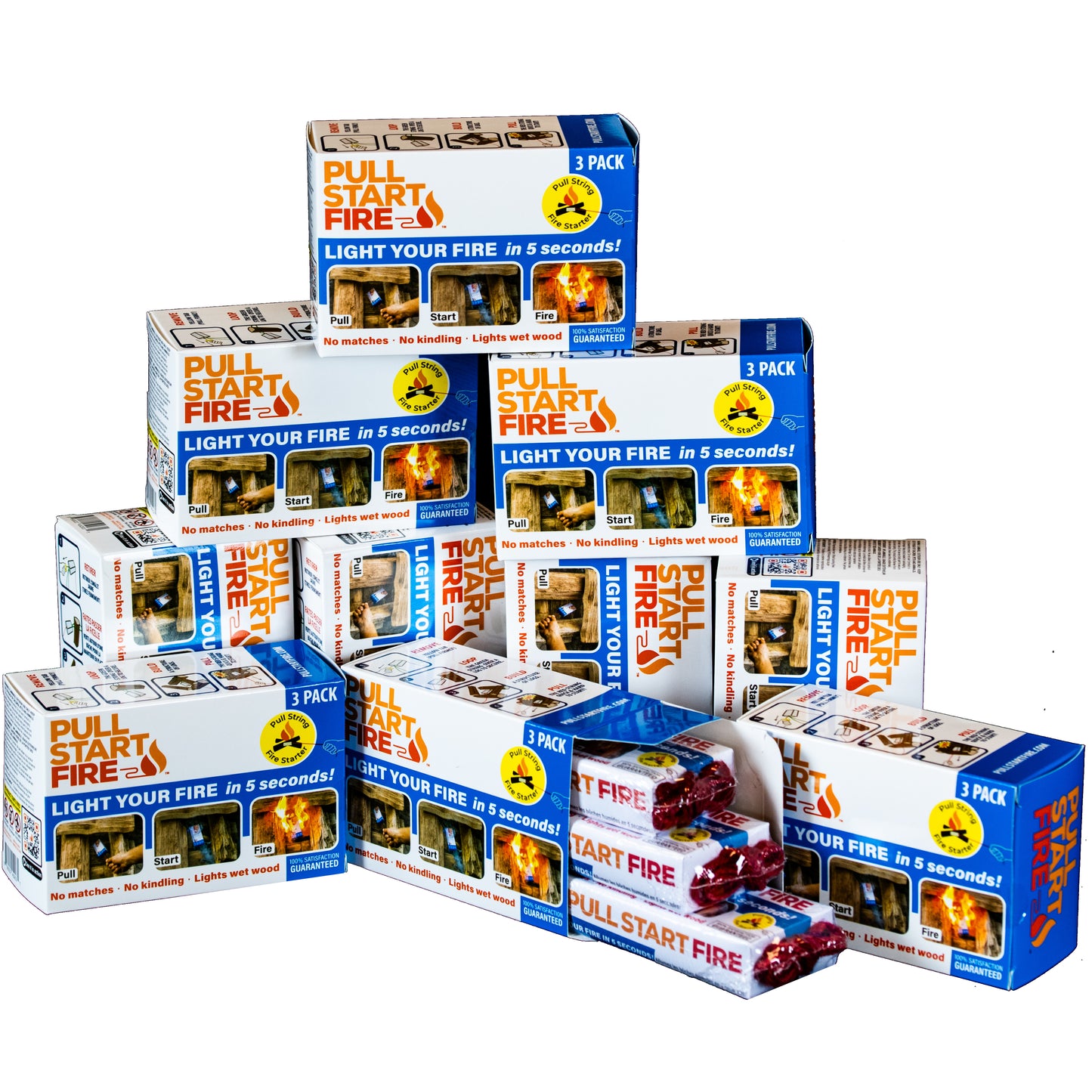 
                  
                    Order of 30 Pull Start Fire firestarters shown in branded box for purchase from Amazon or retailers
                  
                